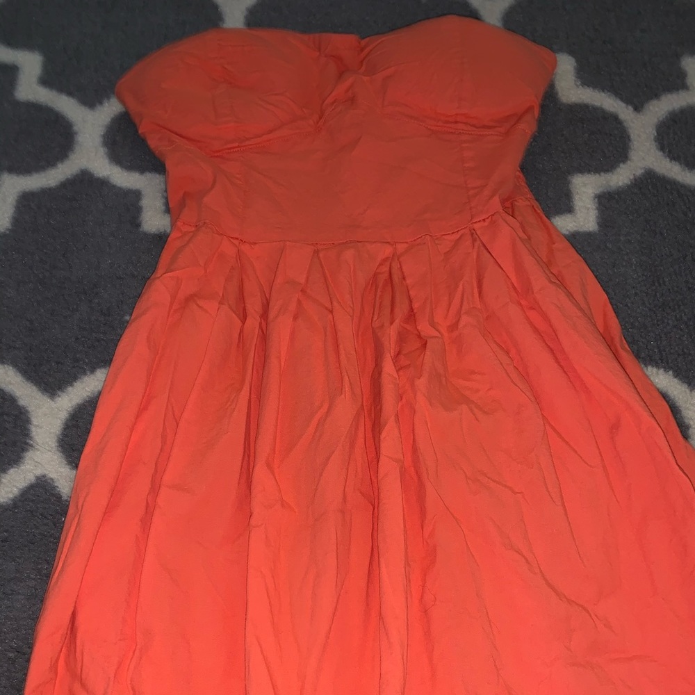 Orange strapless formal dress